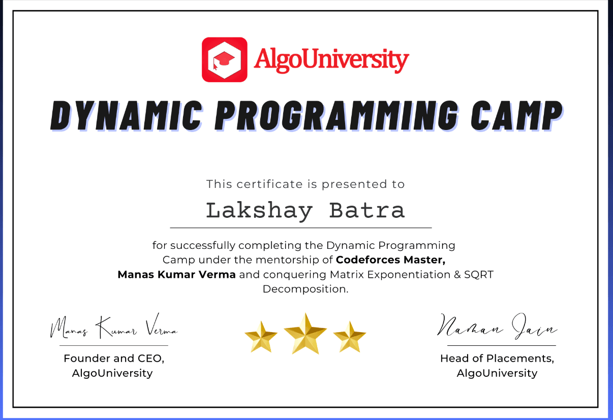 Dynamic Camp Programming Certificate